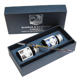 [RK40200001] Rohrer &amp; Klingner Writing Ink Set 2 Bottles of Writing Ink +1 glass pen